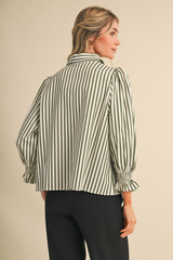 Light Gray Vintage Darling Striped Blouse Blouse