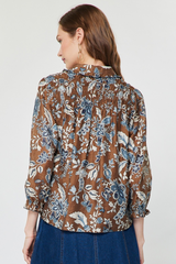 Lavender Stacy Floral Blouse in Blue Multi Blouse