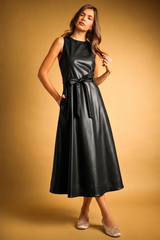 Sienna Rebel Belle Faux Leather Midi Dress Midi Dress
