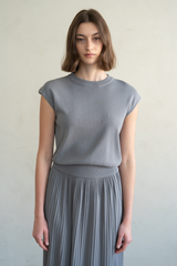 Gray Crew Neck Knitted Top Sweater