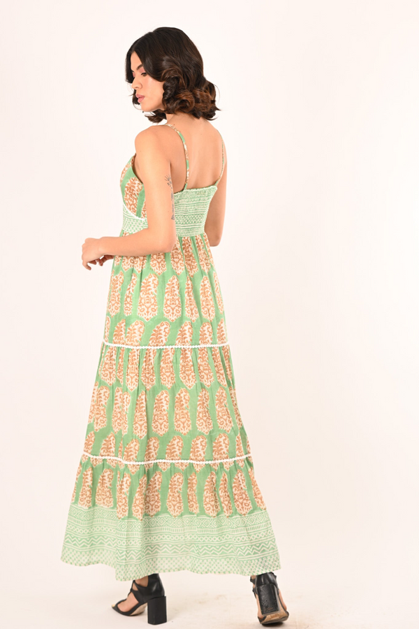 Seashell Cassidy Maxi in Green Paisley Maxi Dress