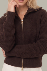 Black Wesley Cropped Zip Fuzzy Jacket Jacket