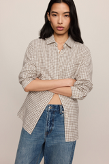 Gray River Plaid Button Up Top