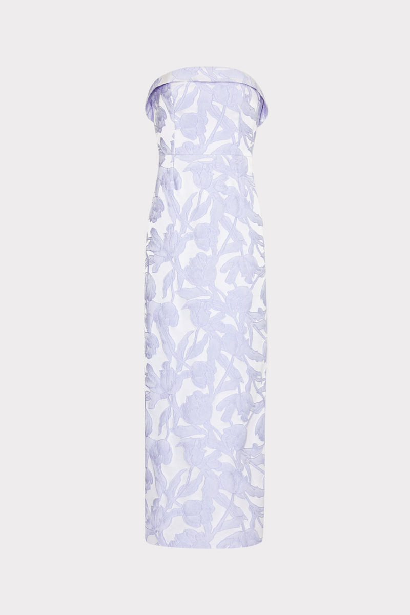 Lavender Tulip Jacquard Strapless Dress Formal Dress