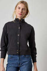 Gray Mock Neck Cardigan Sweater