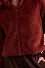Dark Red Teddy Faux Fur Jacket Jacket