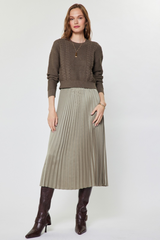 Lavender Starlight Sweater & Pleated Dress Set Midi Dress
