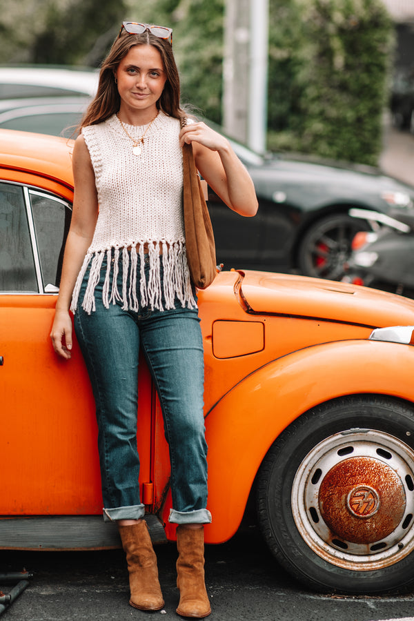 Dark Slate Gray Tessel Sweater Top Top