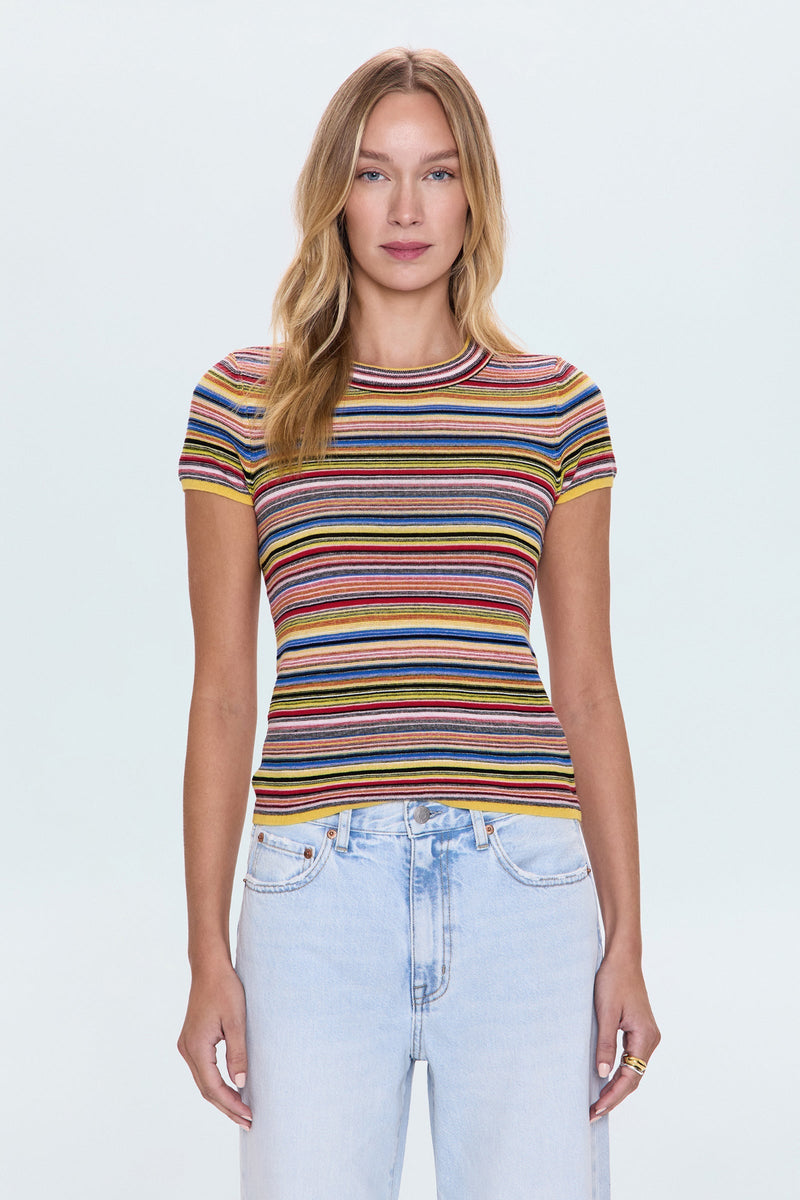 Selene Sweater Tee in Multi Stripe