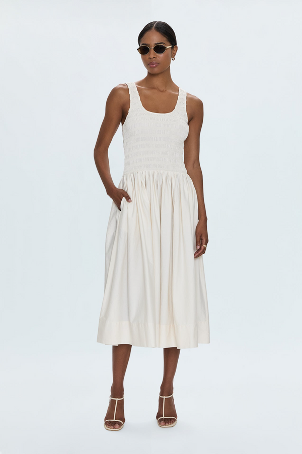Lavender Alessia Smocked Drop Waist Dress Midi Dress