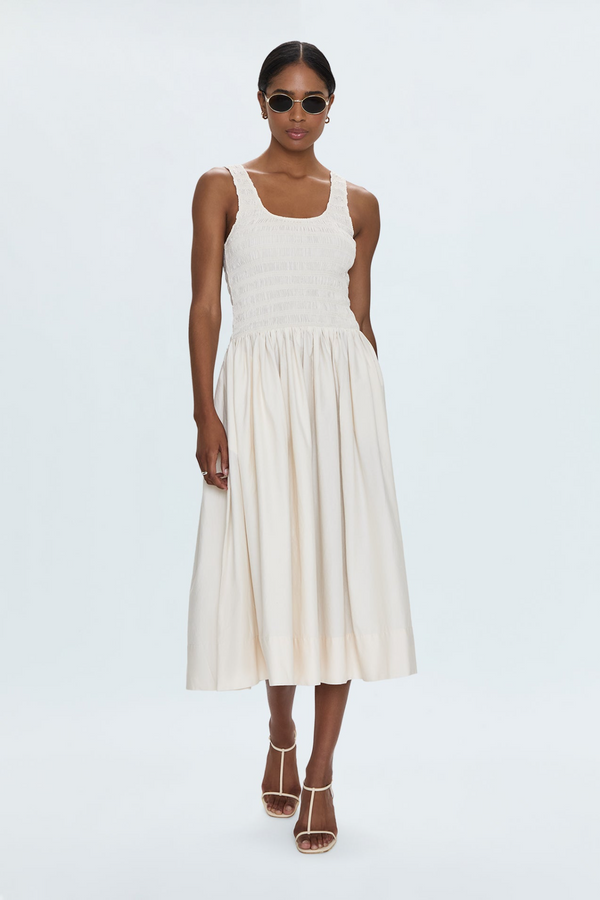Lavender Alessia Smocked Drop Waist Dress Midi Dress