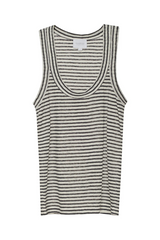 Gray Danny Linen Tank in Mono Luxe Stripe Tank