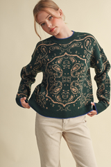 Light Gray Born To Wander Paisley Sweater Sweater