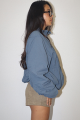 Light Gray Check Yourself Ruched Puffer Jacket Jacket