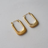 Gray Luna Hoops | Gold Textured Hoops Earrings