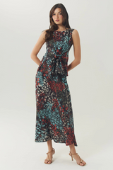 Light Gray Nemy Skirt in Brown/Multi Midi Skirt