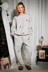 Gray The Festive Doxie Embroidery Sweatshirt Sweatshirt