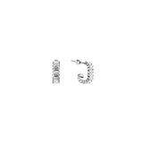 Light Gray Silver Square Diamond Hoops Earring