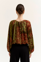 Black Golden Days Long Sleeve Bubble Top Top