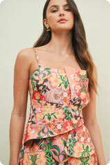 Light Gray Secret Garden Floral Mini Dress Mini Dress
