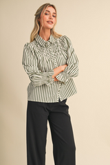 Light Gray Vintage Darling Striped Blouse Blouse