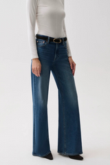 Light Gray Vivian Mid Rise Wide Leg | Blue Depths Jeans