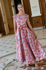 Dark Gray Olive Gown Coral Garden Jacquard Maxi Dress