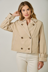 Gray The Lace Half Length Trench Coat Coat