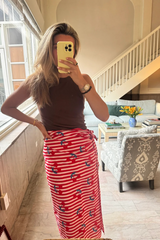 Rosy Brown Cherry Striped Sarong Sarong