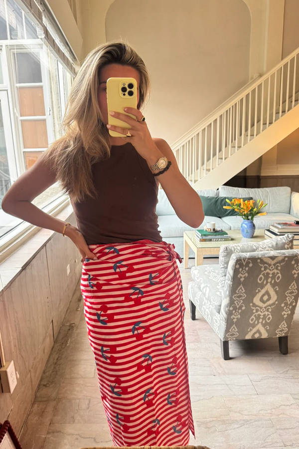 Rosy Brown Cherry Striped Sarong Sarong