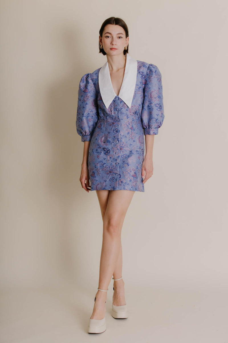 Dark Gray Fontana Jacquard Collar Dress Mini Dress