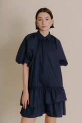 Black Fullerton Ruffle Tiered Shirt Dress Dress