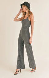 Light Gray Shimmer in the Lights Jumpsuit Jumpsuit