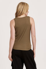 Black Cleo Ribbed Crew Tank Tank Top