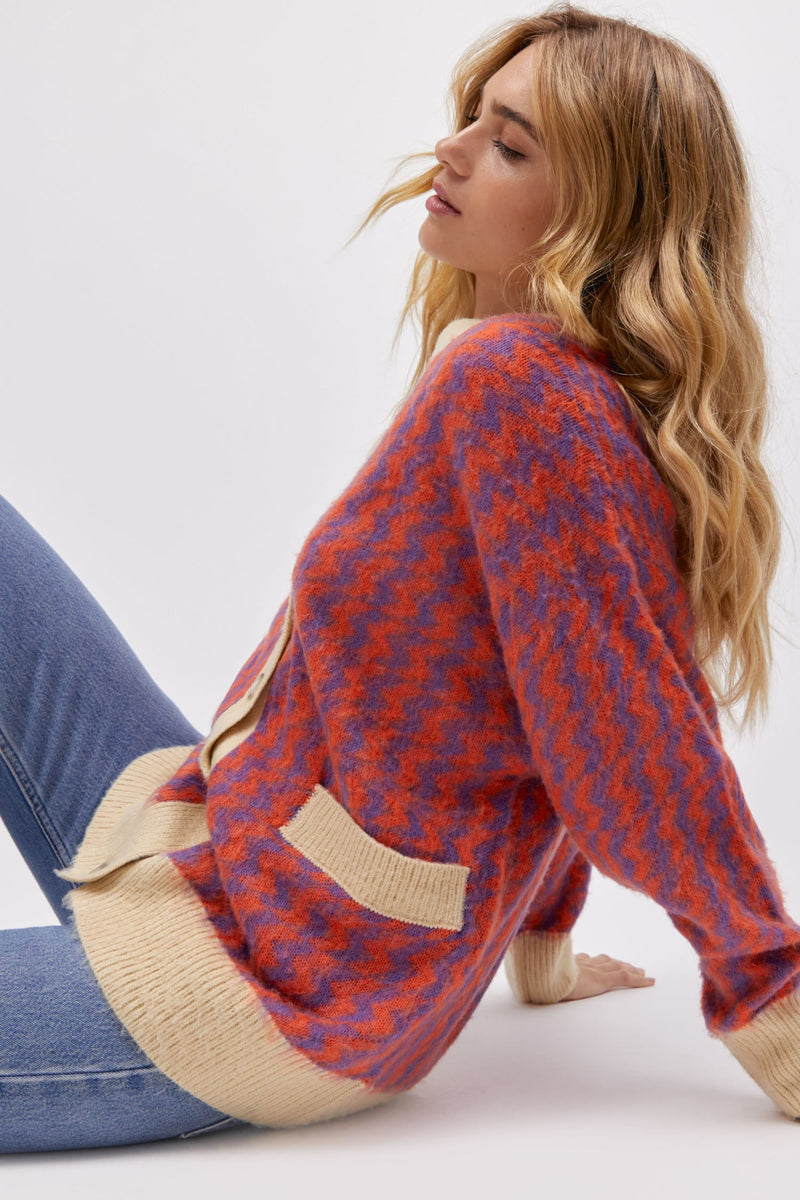 Light Gray Zig Zag Cardigan Cardigan