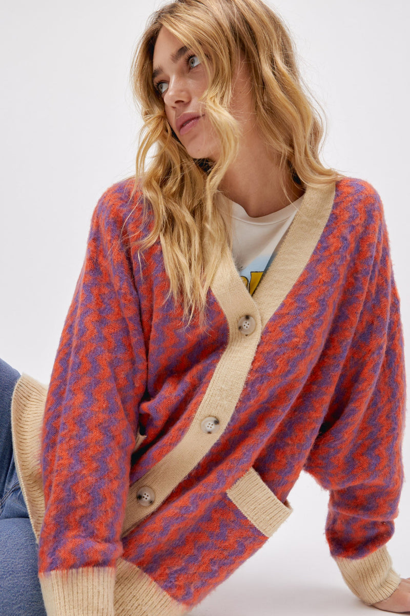 Gray Zig Zag Cardigan Cardigan