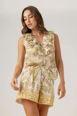 Light Gray Cezanne Shorts in Vintage Botanic Short