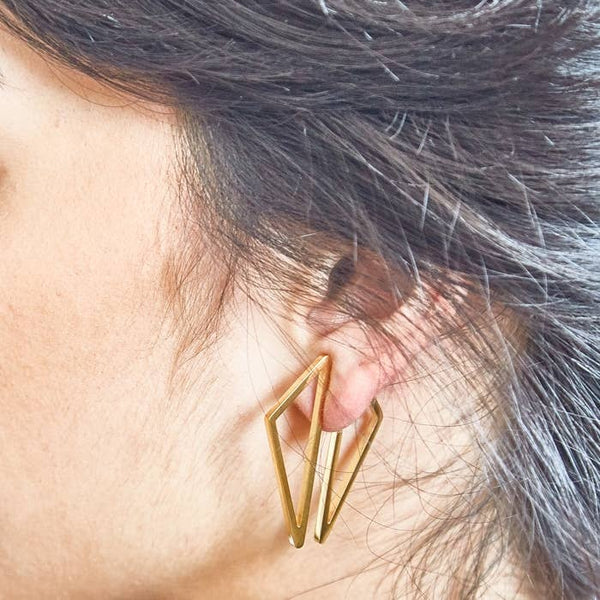 Wheat Geometric Triangle Earrings Earrings