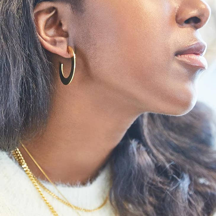 Rosy Brown Small Flat Hoops Earrings