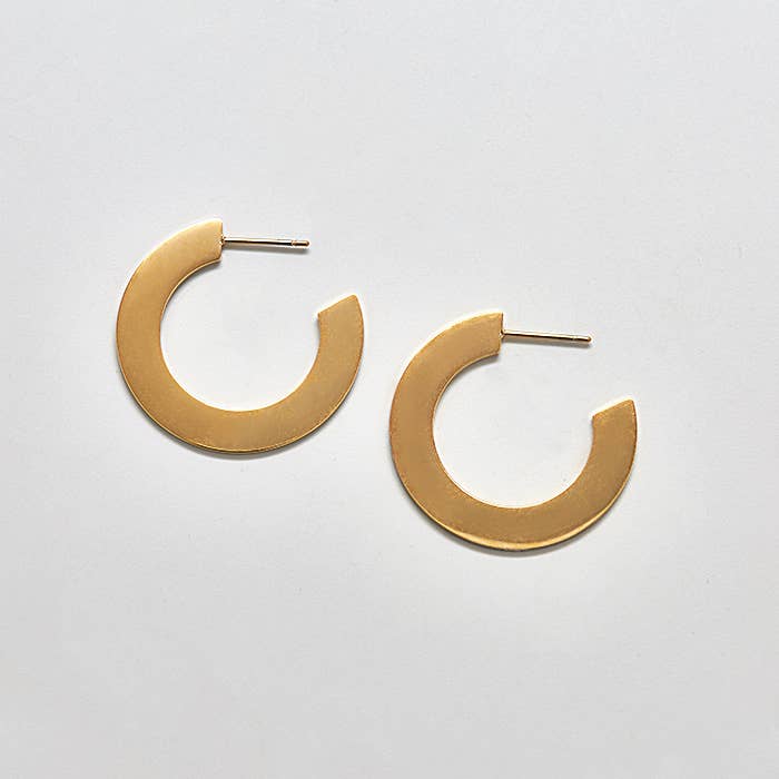 Light Gray Small Flat Hoops Earrings