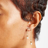 Dark Salmon Pearl Curve Bar Earrings Earrings