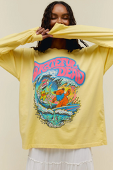 Gray Grateful Dead Surfing Bears Long Sleeve Merch Graphic Tee