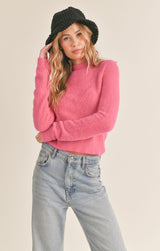 Light Gray Ari Fuzzy Sweater Top