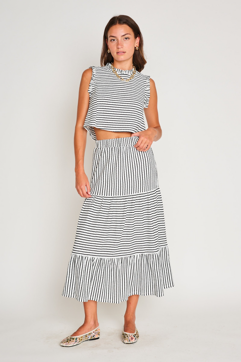 Maya Skirt in Black & White Stripe