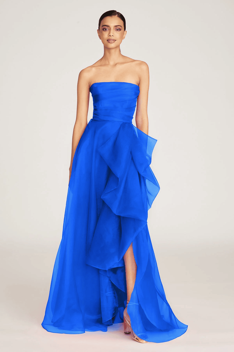 Theia Women's Teresa Draped Gown - Blue - Size 8