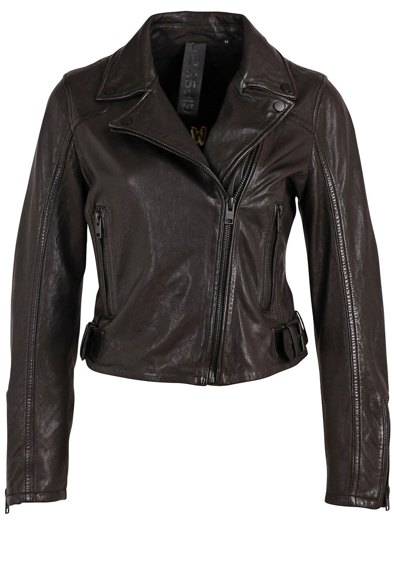 Dark Slate Gray Bita Leather Jacket Coats & Jackets