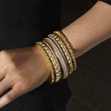 Rosy Brown Signature Bezel Pave Hinge Bangle Bracelet