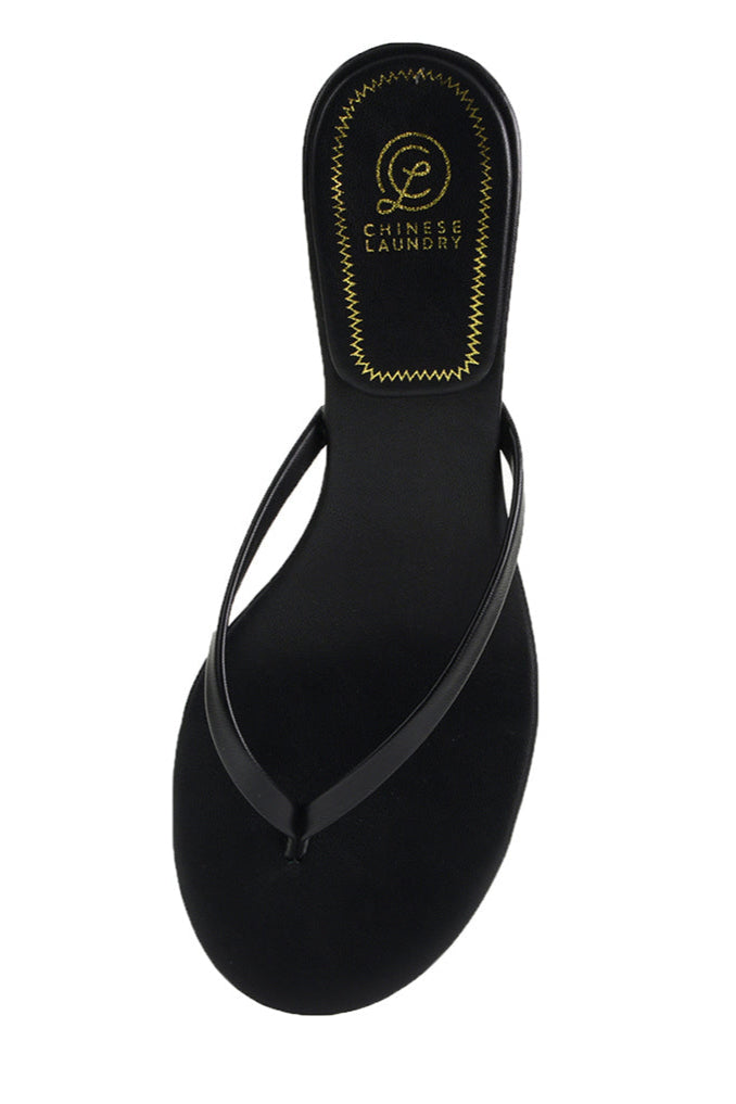 Black Brissa Kitten Heel Thong Sandal Heel