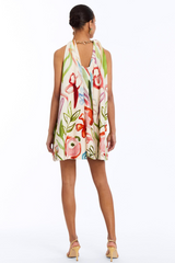 Bijou Halter Mini Dress in Ivory Watercolor