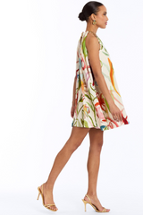 Bijou Halter Mini Dress in Ivory Watercolor
